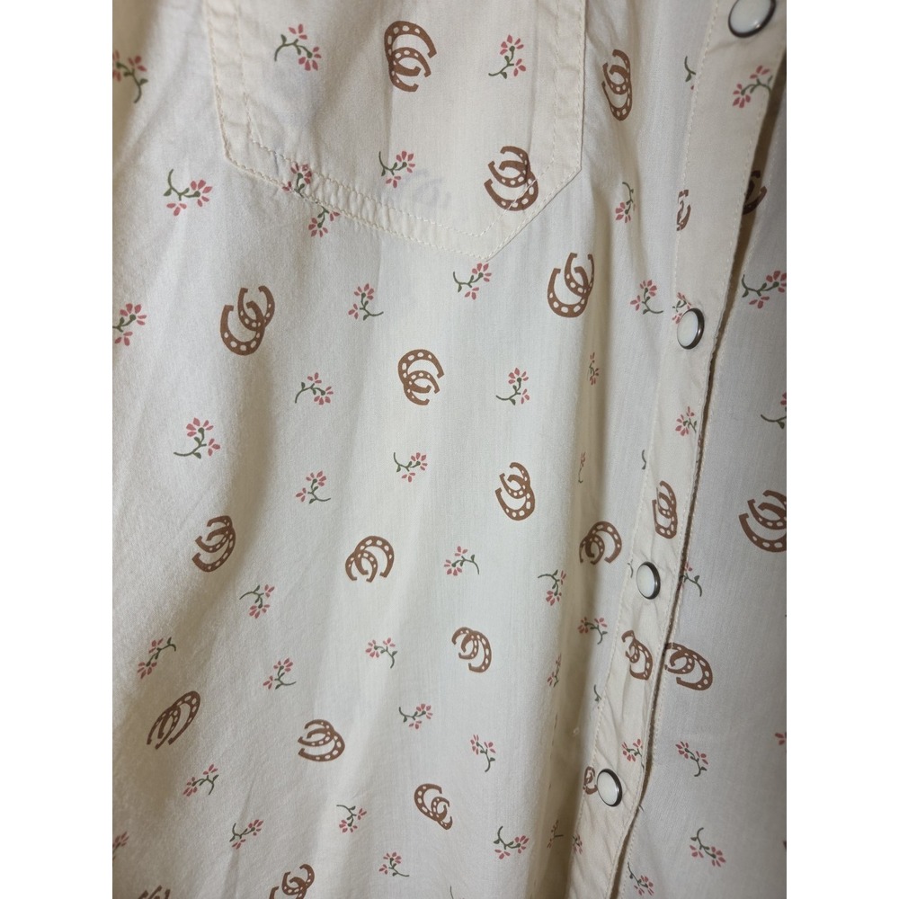 Pendleton Gambler Pearl Snap Shirt Cowgirl Western Floral Horsehoes Women L $119 - Picture 4 of 12